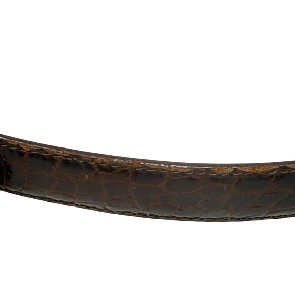 Vtg Brighton Croc Embossed Leather Belt Silver Buckle Size Med Approx 28 - 32” - Picture 11 of 11